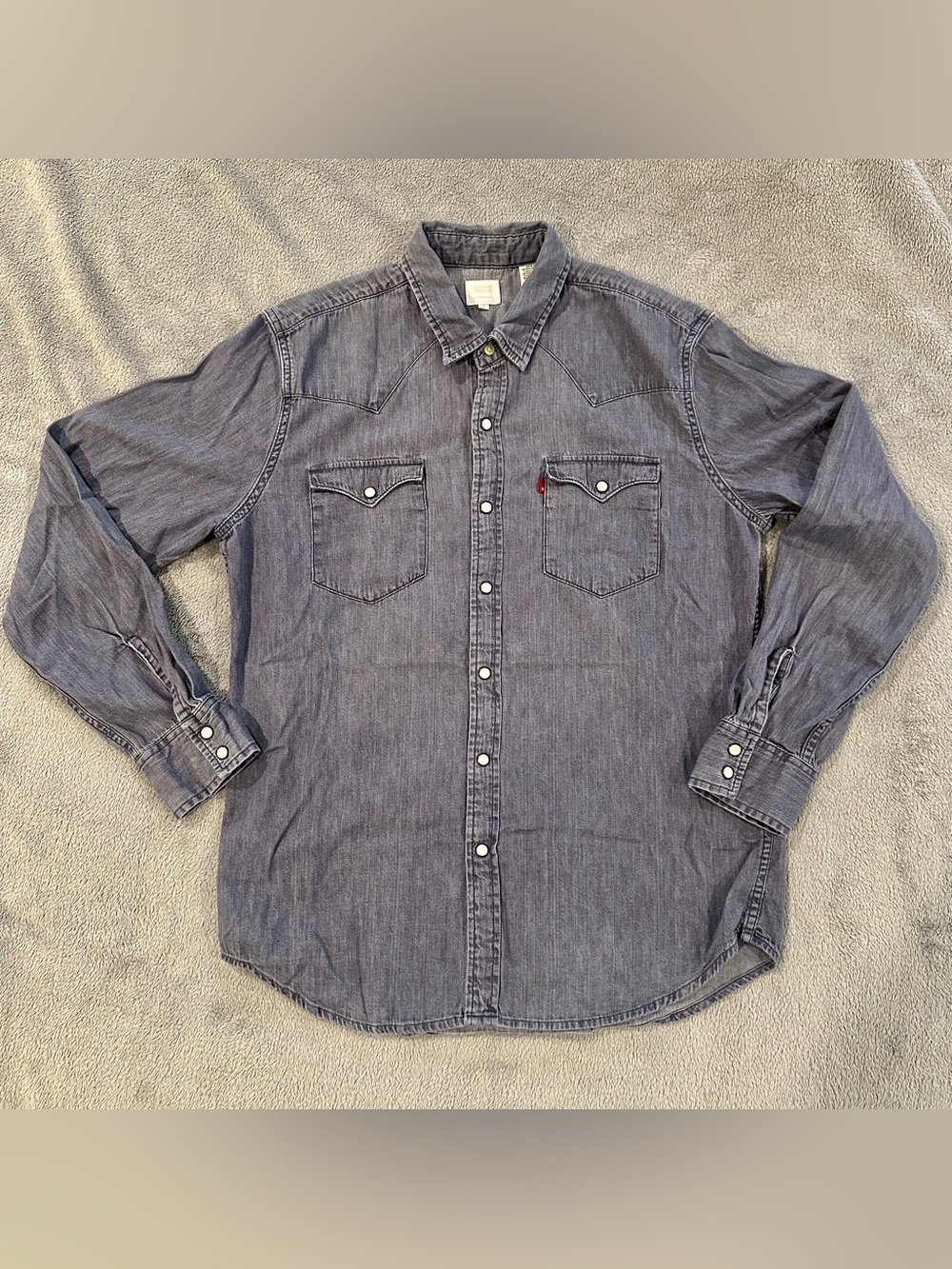 Men's Washed Grey Denim Western Shirt - Levi's